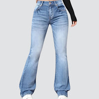Retro High Waist Slim Flared Jeans in Stretch Denim