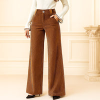 Retro High Waist Wide Leg Corduroy Trousers