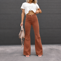 Retro High Waist Flared Corduroy Trousers