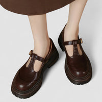 Retro Chunky Platform Mary Jane Shoes with T-Bar Strap