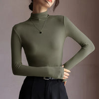 Slim Fit Long Sleeve Top with Mock Neck