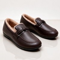 Snug Fleece Lined Leather Loafers with Knot Detail