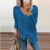 Soft Knit Cardigan with V-Neckline and Ribbed Cuffs