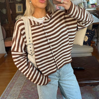 Soft Striped Cardigan with Collar and Button Front
