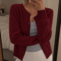 Soft Knit Cardigan with Round Neck and Button Front