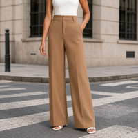 Tailored High Waist Wide Leg Trousers with Front Pleats