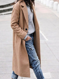 Timeless Wool Coat with Wide Collar and Single Button