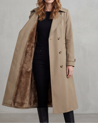 Warm Double Breasted Trench Coat with Fur Lining