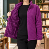 Warm Fleece Jacket with Sherpa Lining and Stand Collar