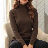 Warm Fleece Lined Turtleneck Sweater with Long Sleeves
