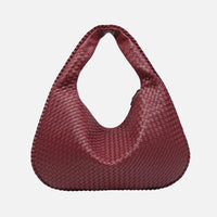 Woven Leather Hobo Shoulder Bag in Crescent Silhouette