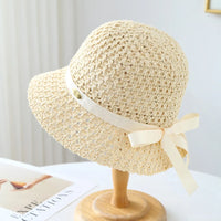 Woven Straw Sun Hat with Ribbon Bow Detail