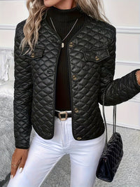 Black Slim Fit Quilted Jacket with Chest Pockets