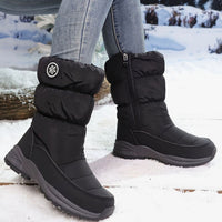 Black Waterproof Winter Boots with Fleece Lining and Non-Slip Sole