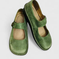 Classic Flat Mary Jane Shoes with Velcro Strap and Round Toe