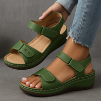 Comfortable Wedge Sandals with Velcro Ankle Strap and Cushioned Footbed