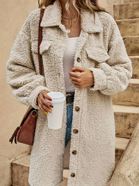 Cosy Oversized Teddy Coat with Chest Pockets