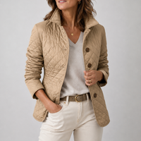 Classic Diamond Quilted Jacket with Check Cuff Lining