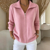 Soft Knit Zip-Up Cardigan with Collar