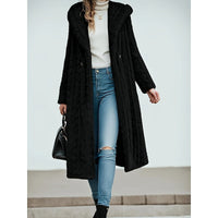 Long Fluffy Coat with Wide Collar and Textured Fur Fabric