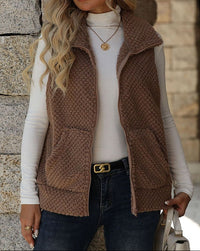 Cosy Fleece Gilet with Stand Collar and Front Pockets